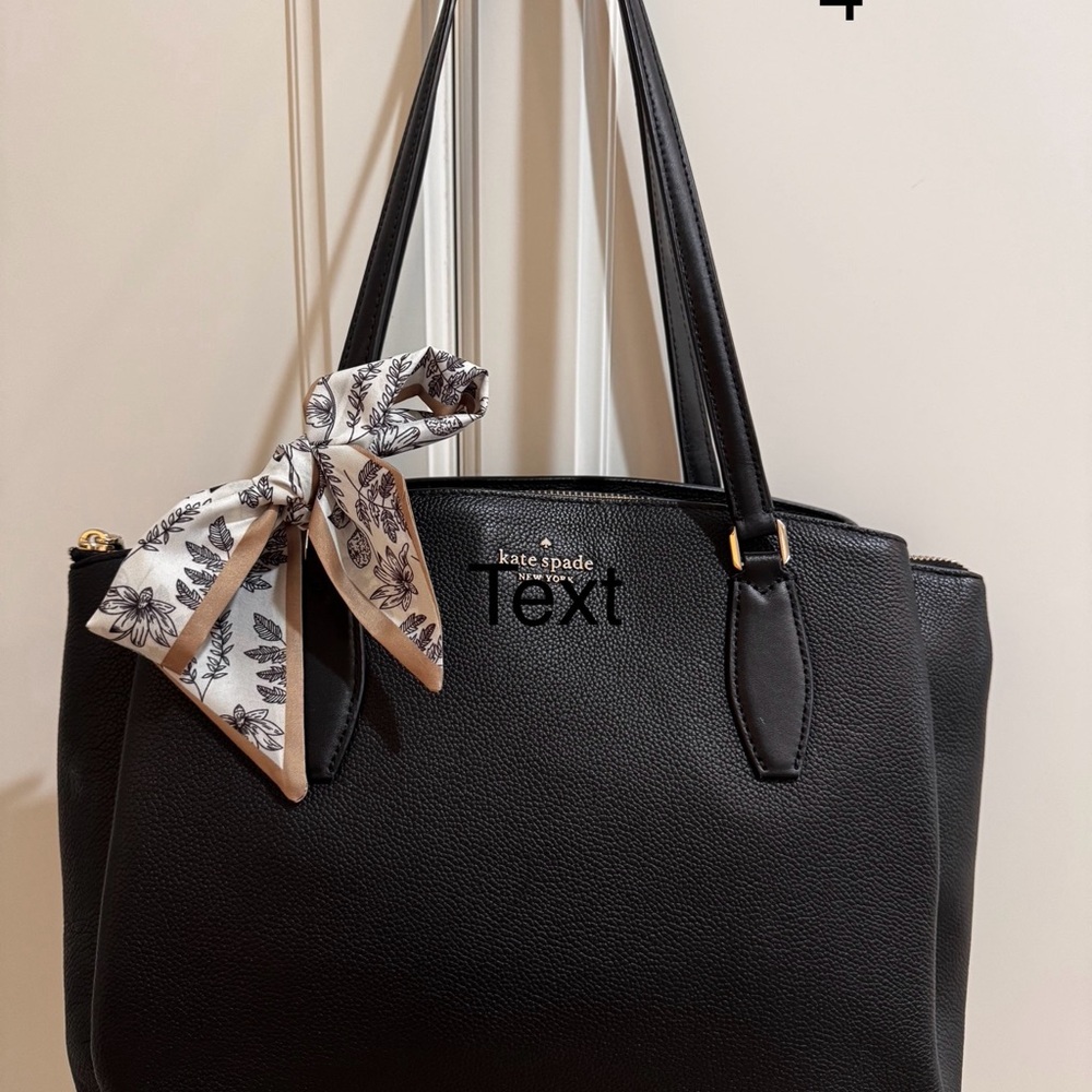 Kate Spade Black Tote with Floral Scarf Accent